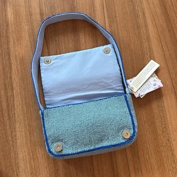 Sardine Beaded Bag - Blue Fish Pattern Purse, Viral - Picture 3 of 4